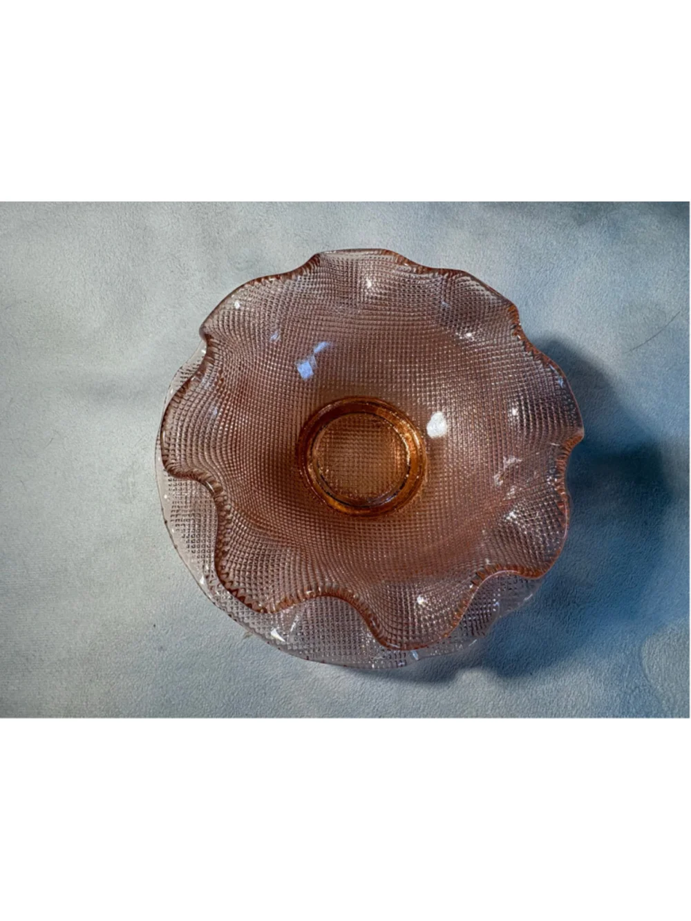 1960s Italian Colony Waffle pink Ruffled Dessert Bowl & Plate Set - set of 2